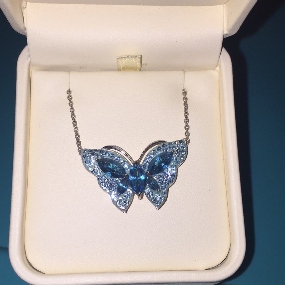 Blue/green Swarovski Butterfly necklace